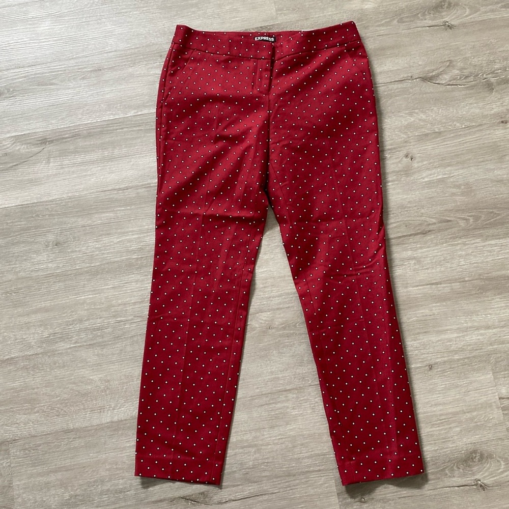 Express red with white polkadot dress pants